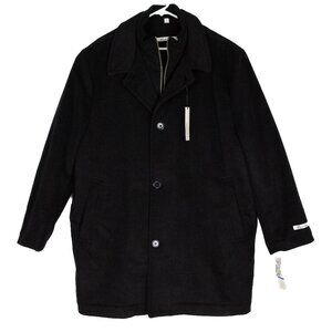 NWT Kenneth Cole Mens Wool Blend Coat Black Size XL Zipper Button Front Winter